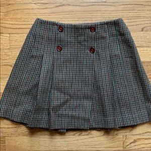 Plaid Wool Pleated Mini Skirt